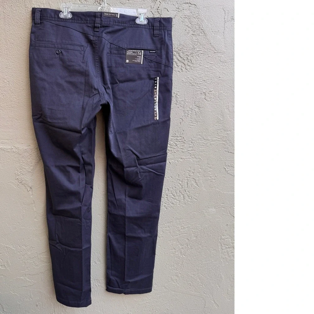Volcom NEW Mens Navy Blue Frickin Modern Stretch Pants SZ 36 Chino Tailored